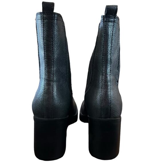 Kenneth Cole Jet Black Leather Chelsea Boots Chunky Heel Slip On NEW Size 7 - Picture 5 of 11